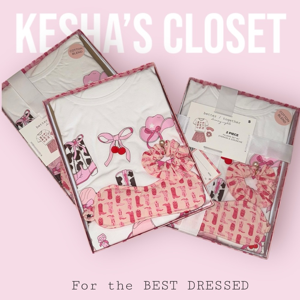 Pink and white cowgirl pajama gift set (LARGE)